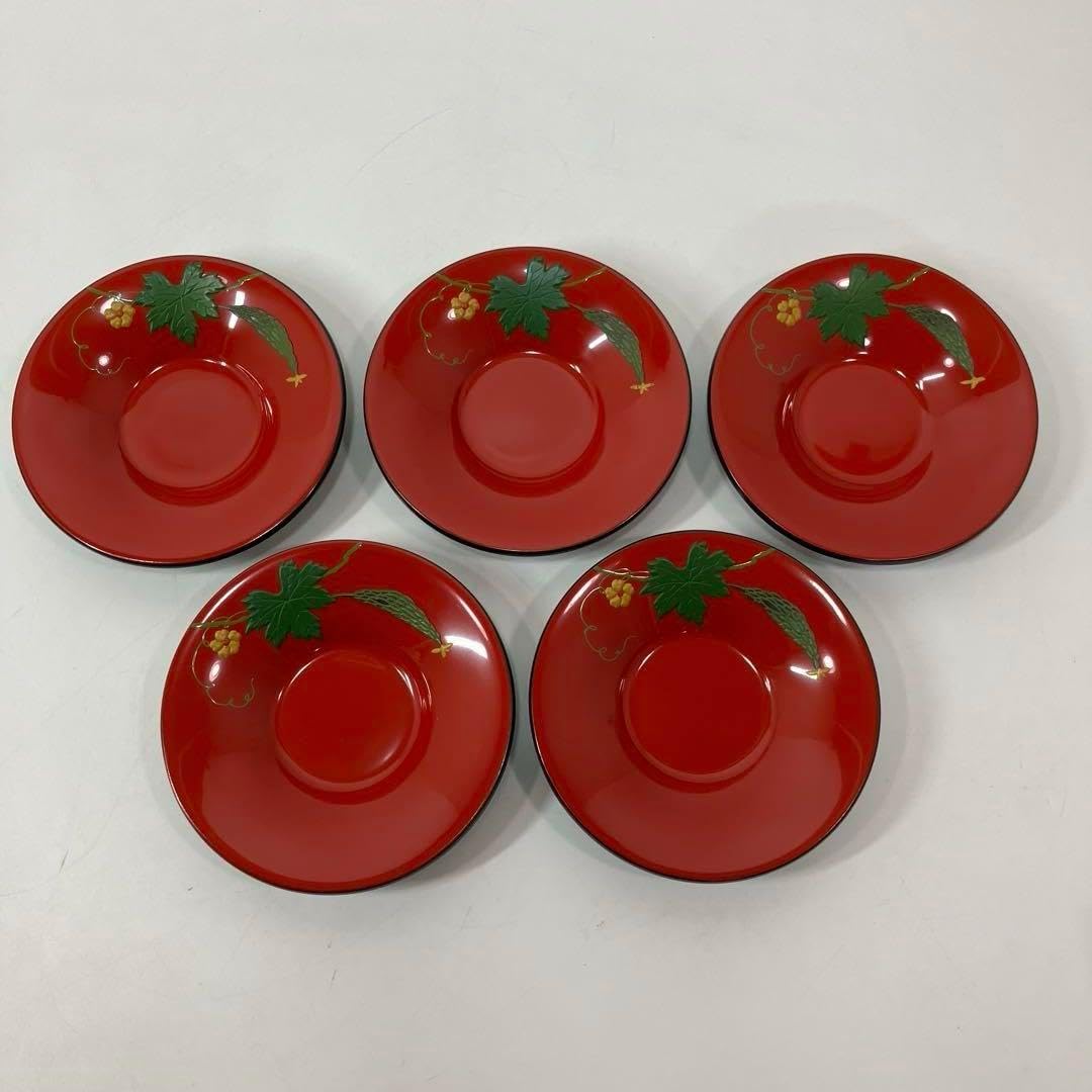 琉球漆器 紅房 べんぼう漆器 茶托 にがうり 沖縄漆器 箱付き 琉球漆器